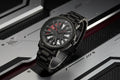 Black watch with unique design on a white background