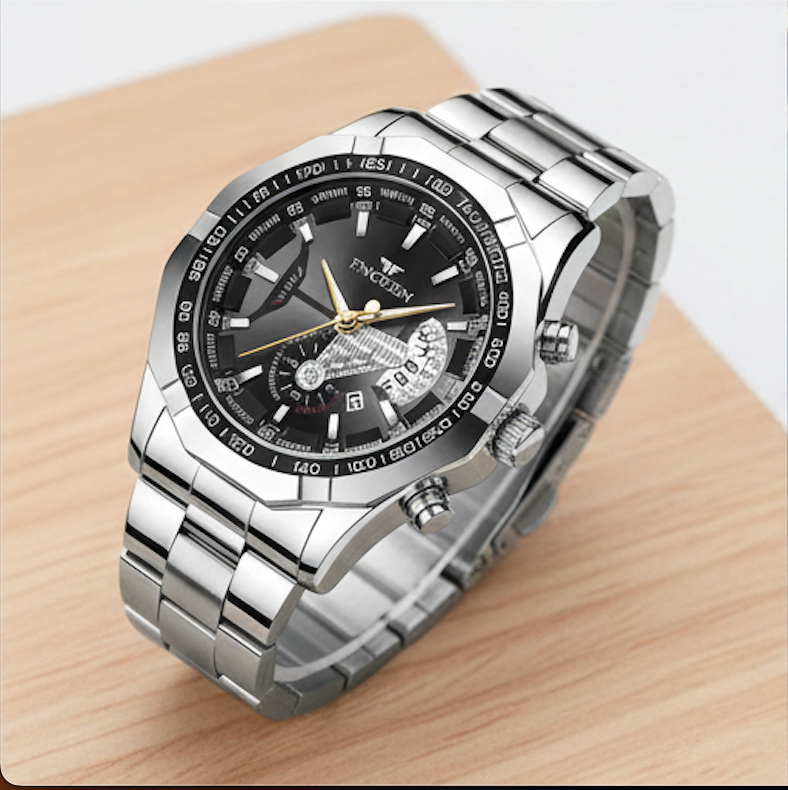 ElegantMen 4-Set Stainless Steel Analog Watches